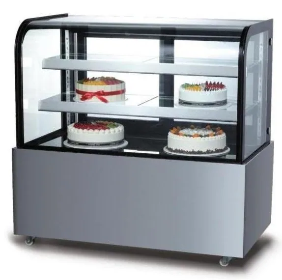 Reference product image: curved glass bakery display case