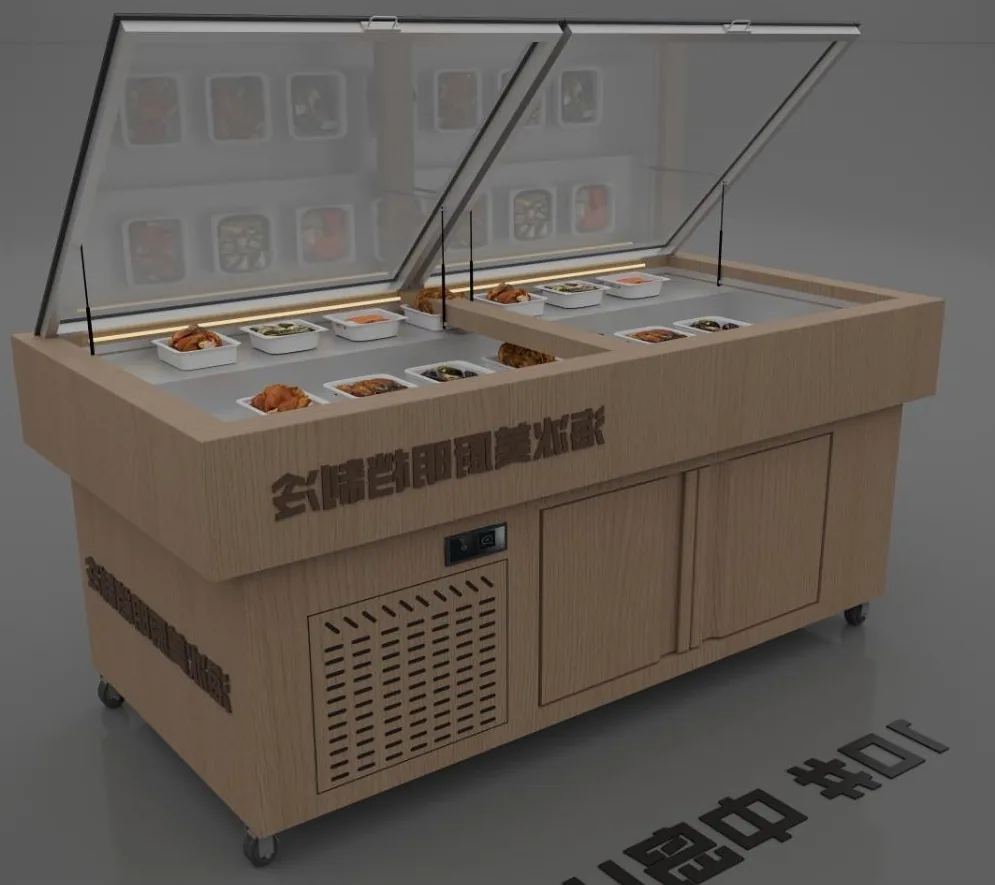 Lift-Up Glass Cover Refrigerated Ice Table configuration reference extracted from the supplied custom PDF
